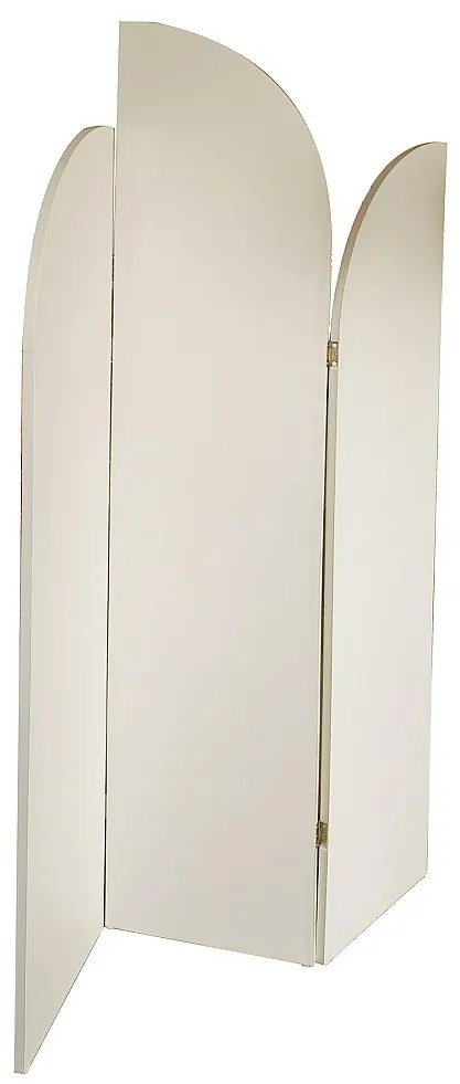 Asymetryczny parawan 3-częściowy  z tkaniny i drewna - szer.120 x wys.180 cm - Kremowy - SYVANA