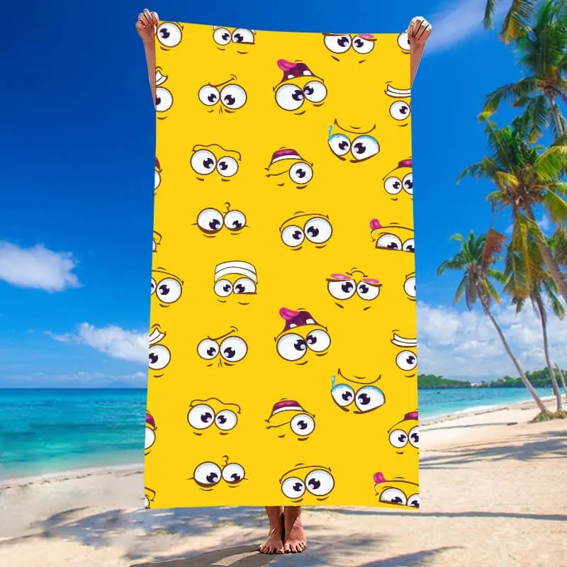 Ręcznik plażowy SMILE 100x180 cm żółty, 100% mikrofibra