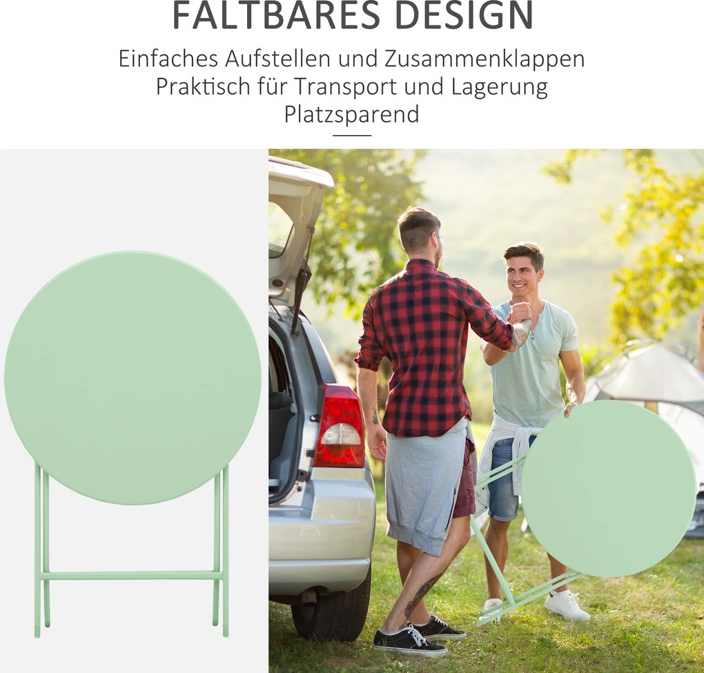 Outsunny 3-cz. zestaw ogrodowy, zestaw mebli balkonowych, stół bistro z 2 krzesłami do ogrodu, składany, jasnoniebieski