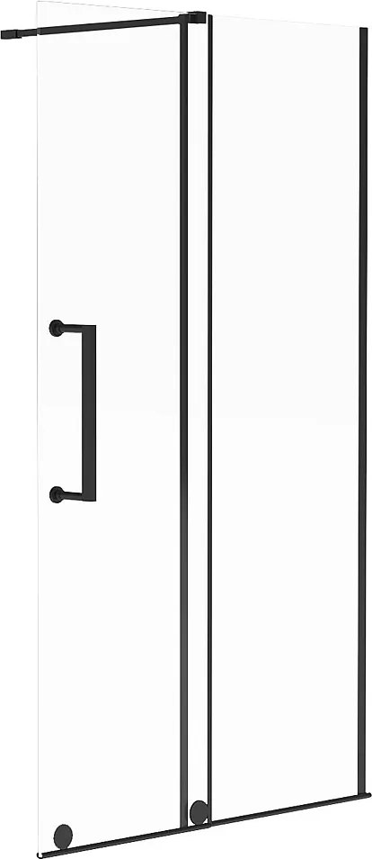 Ścianka prysznicowa do kabiny walk-in z drzwiami przesuwnymi metalowa w stylu industrialnym - Czarny mat - 140 x 200 cm - YOREM