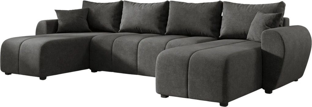 Rozkładana sofa narożna w kształcie U SEVIO 311x145 cm, ciemnoszara + 2 poduszki GRATIS