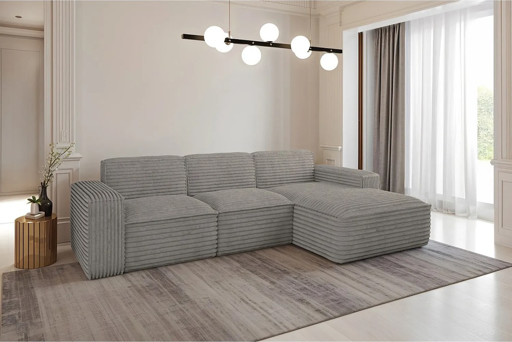 Narożnik w kształcie L Siena, tkanina Velo, Szary, Prawy