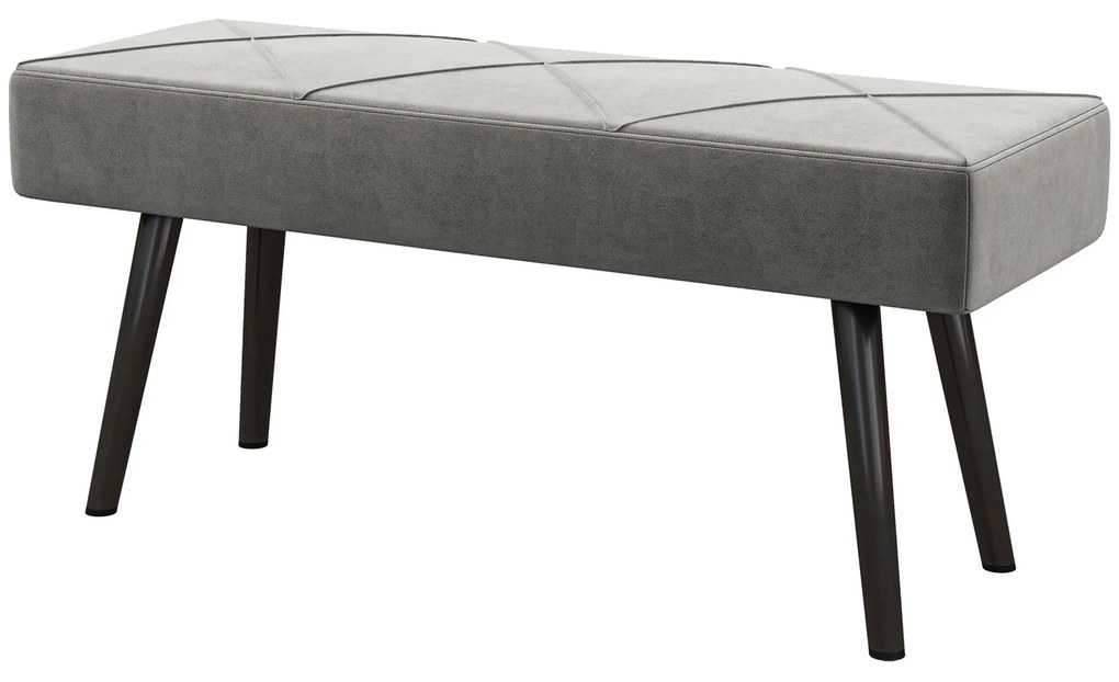 HOMCOM Ławka Tapicerowana Ławka do Sypialni, Wygląd Aksamitu, 100 x 36 x 45 cm, Szary