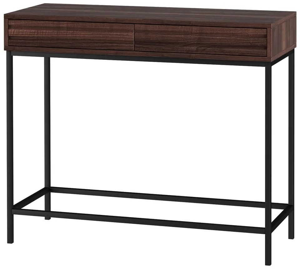 Ciemnobrązowa konsola z blatem w dekorze orzecha 35x90 cm Celine – Støraa