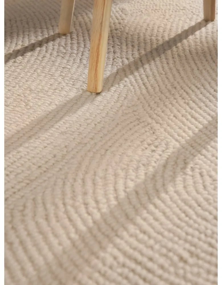 Wełniany okrągły dywan tkany ręcznie w jasnym naturalnym kolorze ø 150 cm Eleni Natural White – Hanse Home