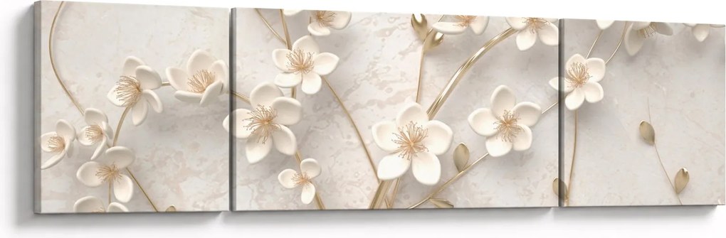 Obraz - Złoty kwiat - abstrakcja (170x50 cm)