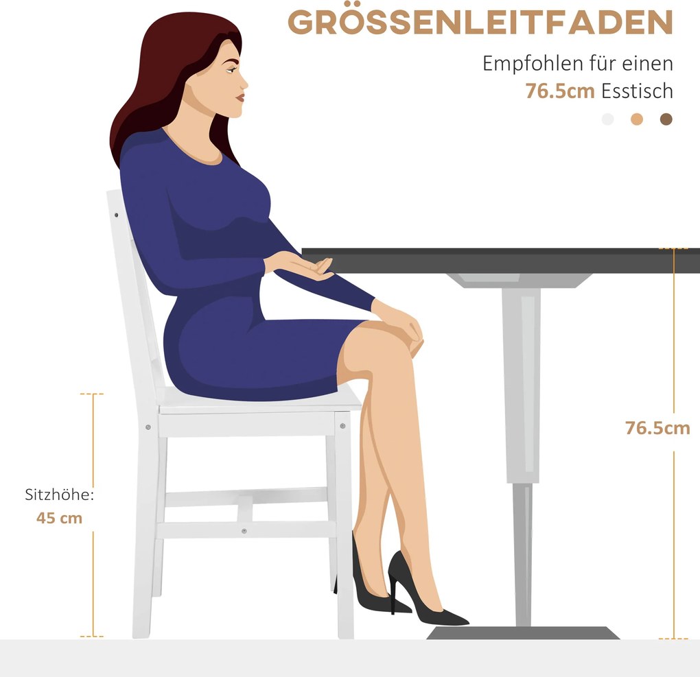 HOMCOM Zestaw 4 krzeseł do jadalni drewniane białe nowoczesne 41x46,5x85,5 cm | Aosom PL