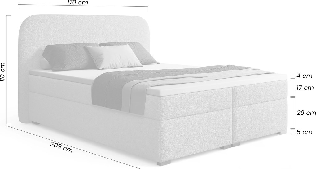 Łóżko kontynentalne Eleris 160x200 z pojemnikami - ciemno beżowa bukla Quelle 05