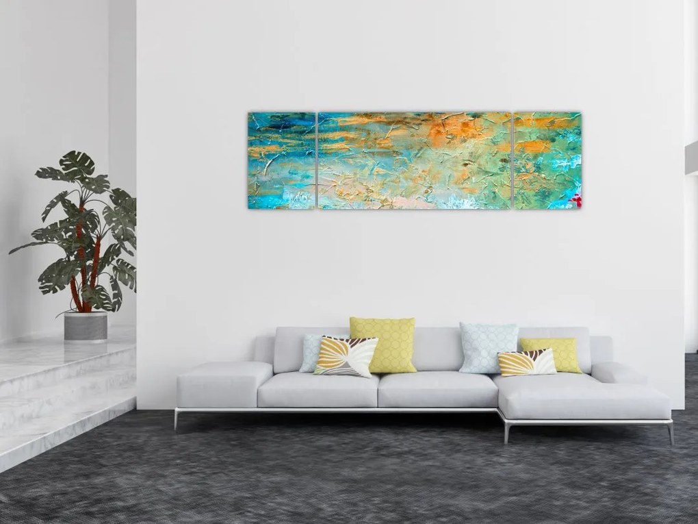 Obraz niebieskiej abstrakcji (170x50 cm)