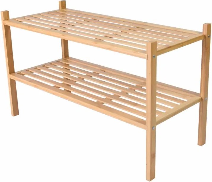Bambusowy regał, 2 półki, stojak na buty, 68 x 29 x 40 cm