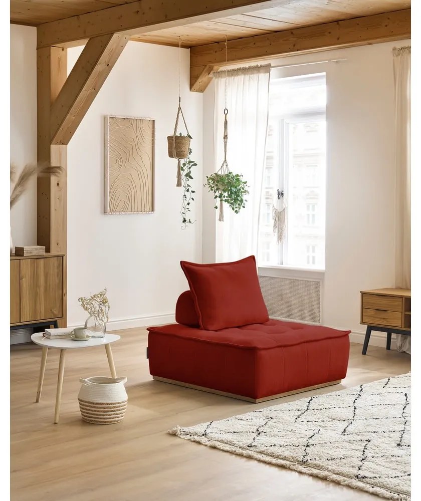 Ceglasty fotel z tkaniny szenilowej Elisa – Bobochic Paris