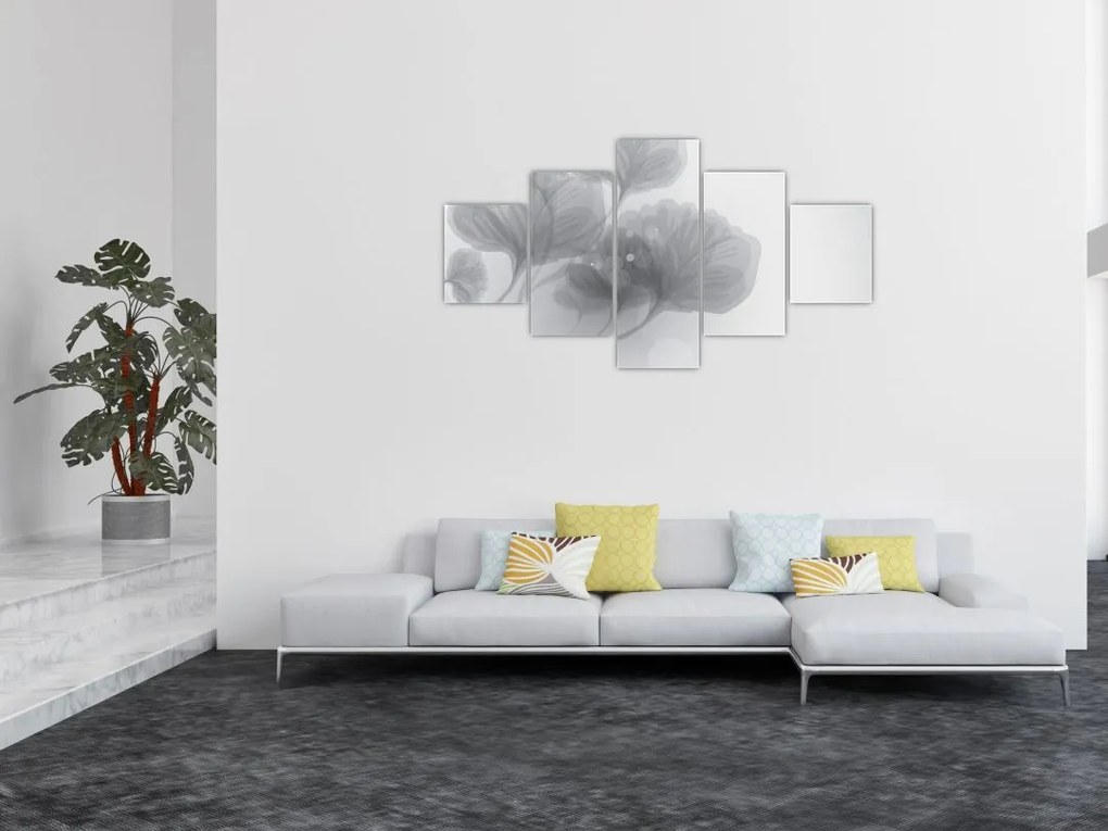 Obraz kwiatów w odcieniach szarości (125x70 cm)