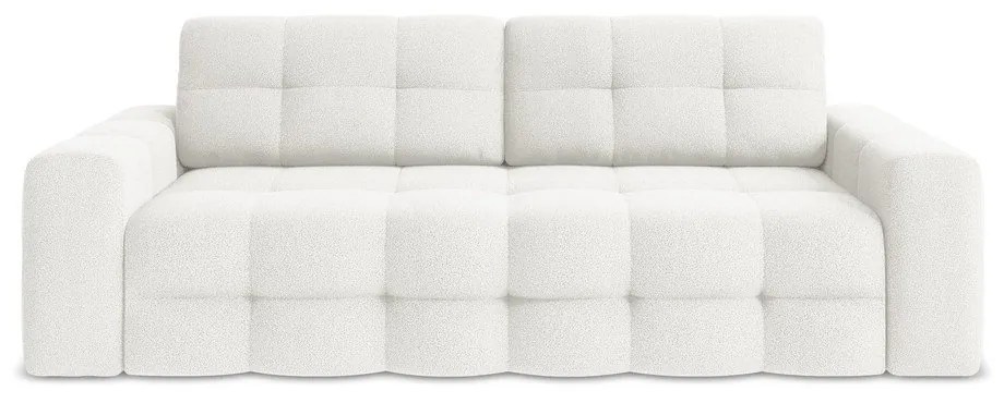 Biała rozkładana sofa z materiału bouclé 255 cm Milu – Makamii