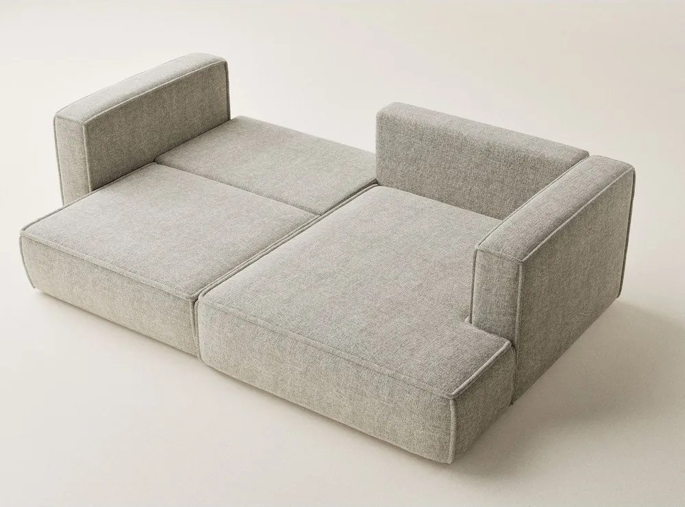 Beżowy rozkładany narożnik ze schowkiem z tkaniny szenilowej (prawostronny/z szezlongiem) Velto – Maison de Rêve