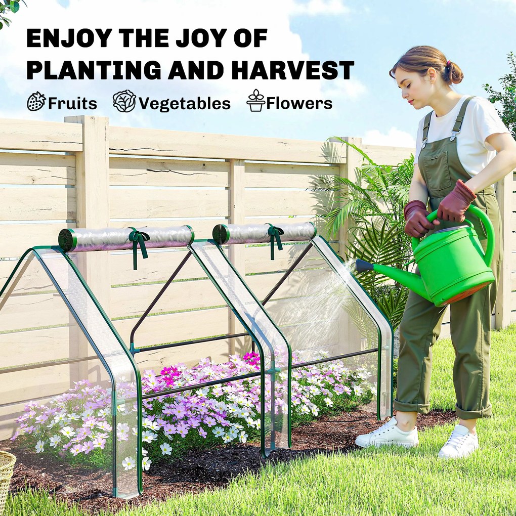 Outsunny Szklarnia z oknem na zamek błyskawiczny, mrozoodporna szklarnia foliowa ze stali 180 x 90 x 90 cm przezroczysta | Aosom PL