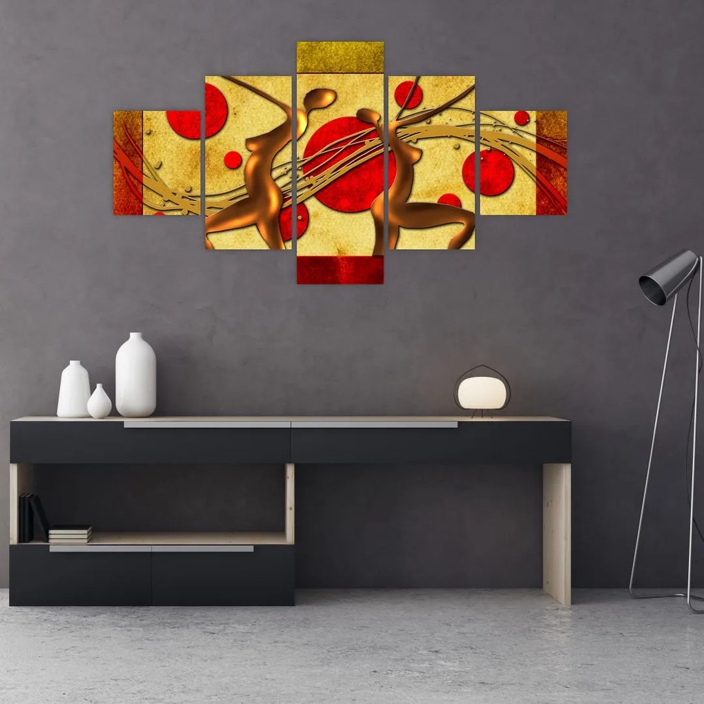Abstrakcyjny obraz z dwiema kobietami (125x70 cm)