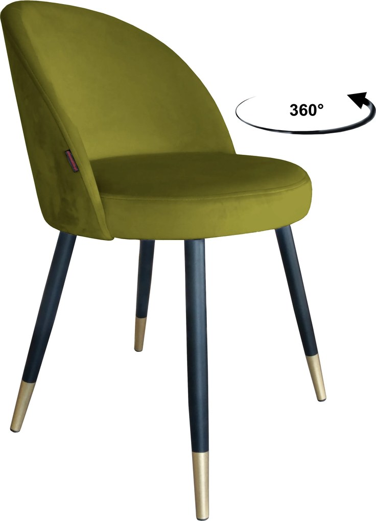 Krzesło TRIX tkanina Welur noga metalowa : Kolor nogi - Czano-złota stożek, Kolor tkaniny - VELVET - BL75, Typ siedziska - Siedzisko obrotowe 360°