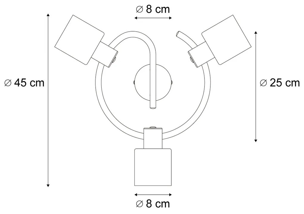 Nowoczesna lampa sufitowa czarna ze szklanym spiralnym kloszem 3-punktowym - Cilin Nowoczesny Oswietlenie wewnetrzne