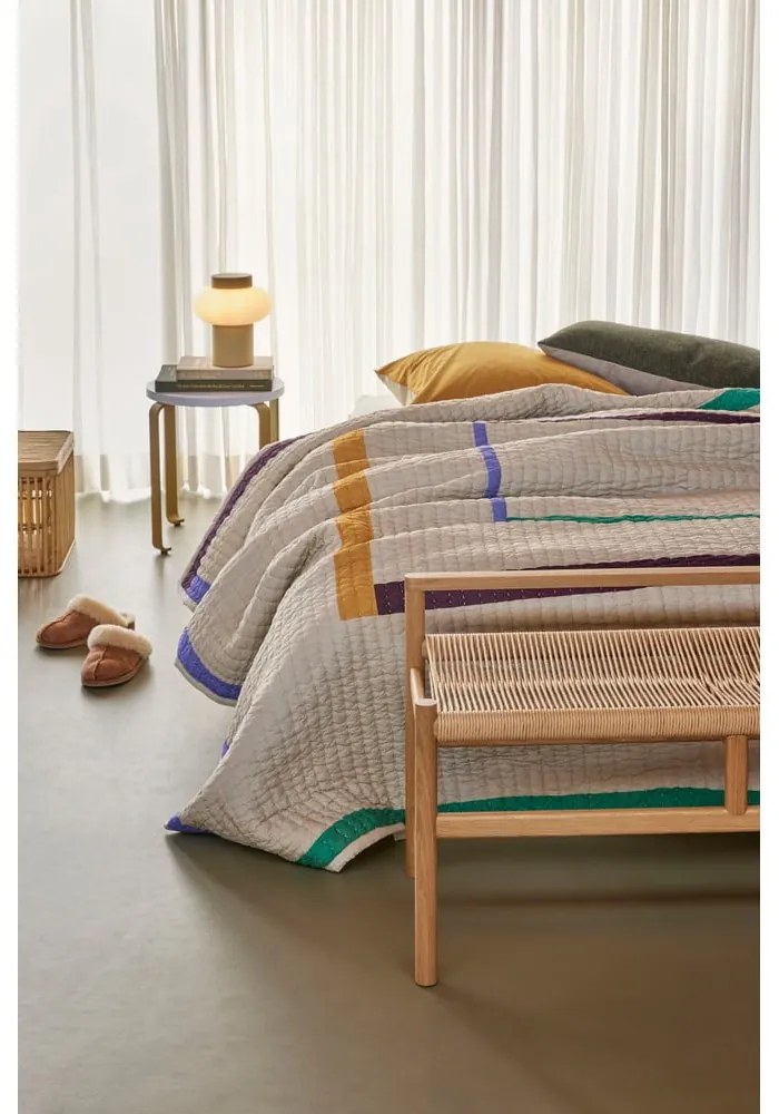 Beżowa bawełniana narzuta na łóżko dwuosobowe 260x260 cm Twist – Hübsch