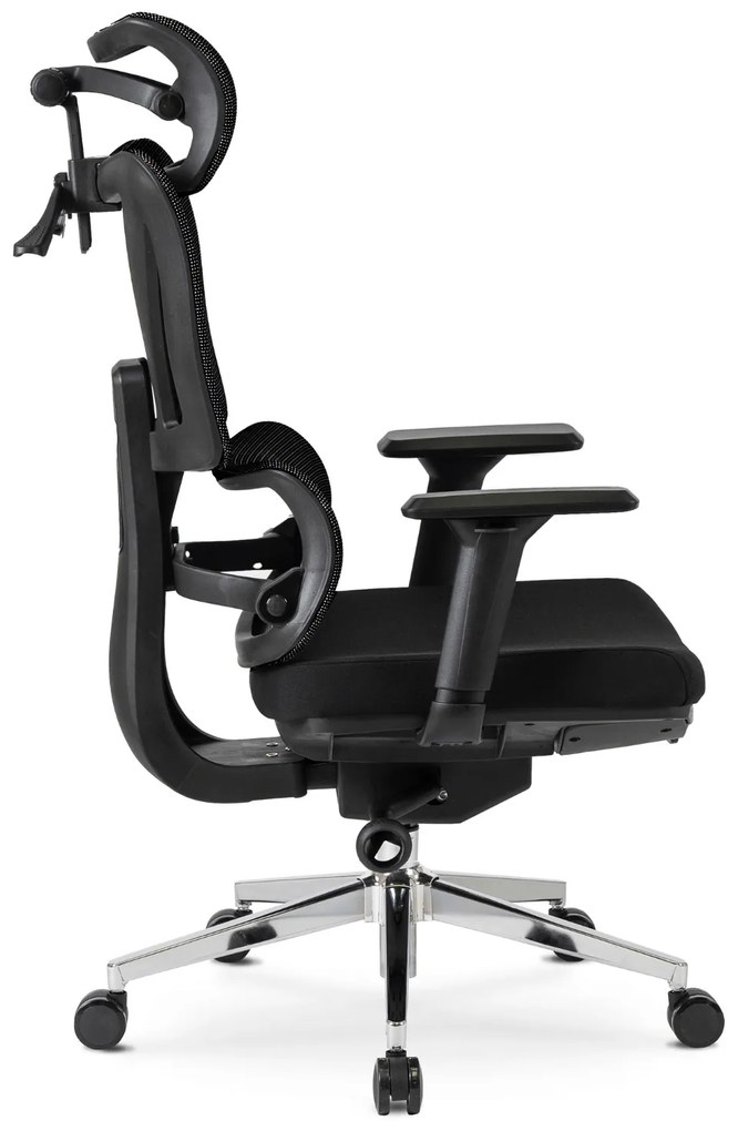 Fotel Biurowy Ergonomiczny Obrotowy z Podnóżkiem DELSIN Czarny