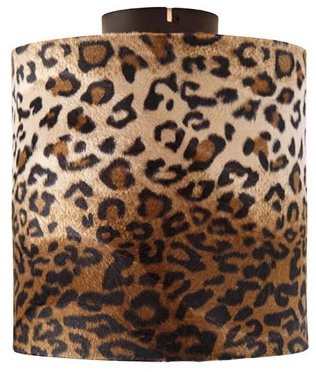 Lampa sufitowa czarny matowy abażur leopard wzór 25 cm - Combi klasyczny/Antyczny Oswietlenie wewnetrzne