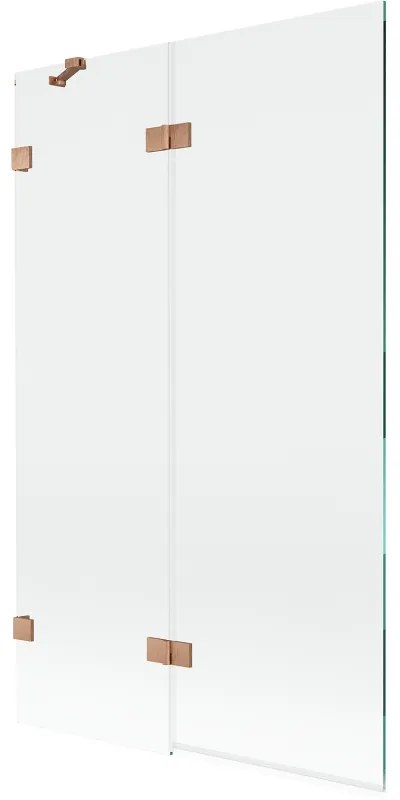 Mexen Lunar parawan nawannowy 2-skrzydłowy lewy 110 x 150 cm, transparent, miedź szczotkowana - 897-110-100-65-00-L