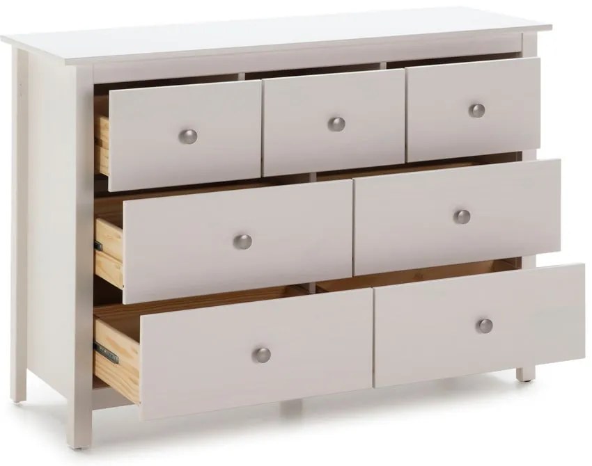 Biała niska komoda z litego drewna sosnowego 110x80 cm Berna – Marckeric