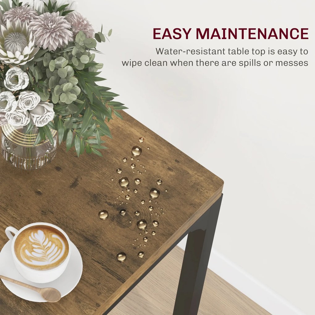 HOMCOM Zestaw Stołowy 3-częściowy, Stolik i 2 Krzesła, MDF+Metal, Brązowy