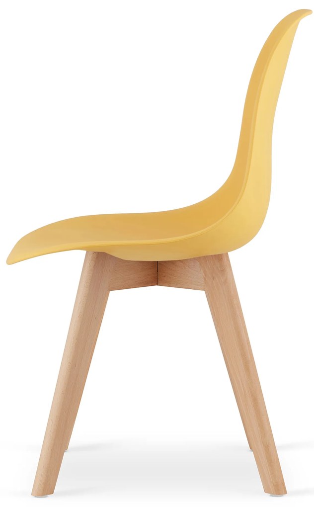 Musztardowe krzeslo KITO z bukowymi nogami