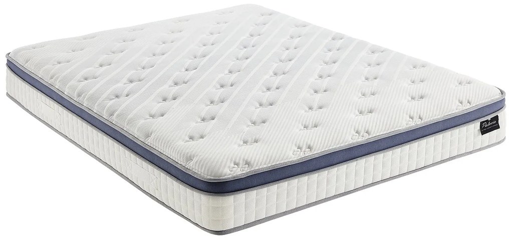 Materac 140 x 190 cm hybrydowy z kieszeniowymi sprężynami 7 stref, z pianką  termoelastyczną, grubość 25 cm - MALAO od PALACIO