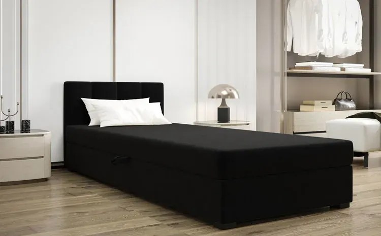 Czarny tapczan jednoosobowy 120x195 cm - Lesi 7X