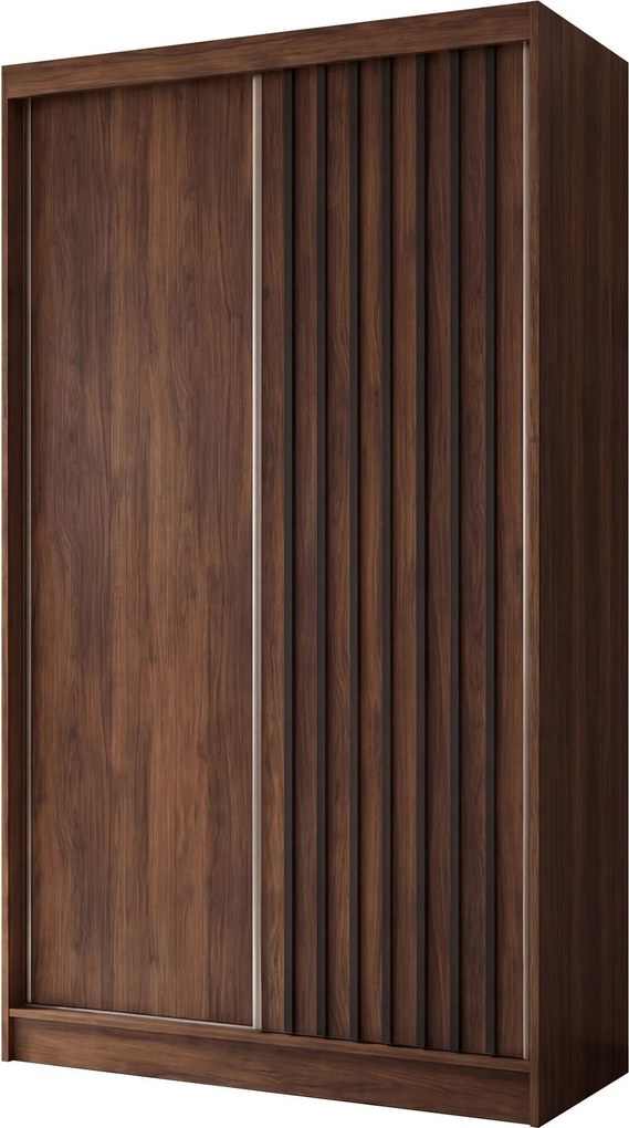 Szafa LAMELLO - Orzech / Lamele Czarne / Bez lustra / 2 szuflady / 120 cm