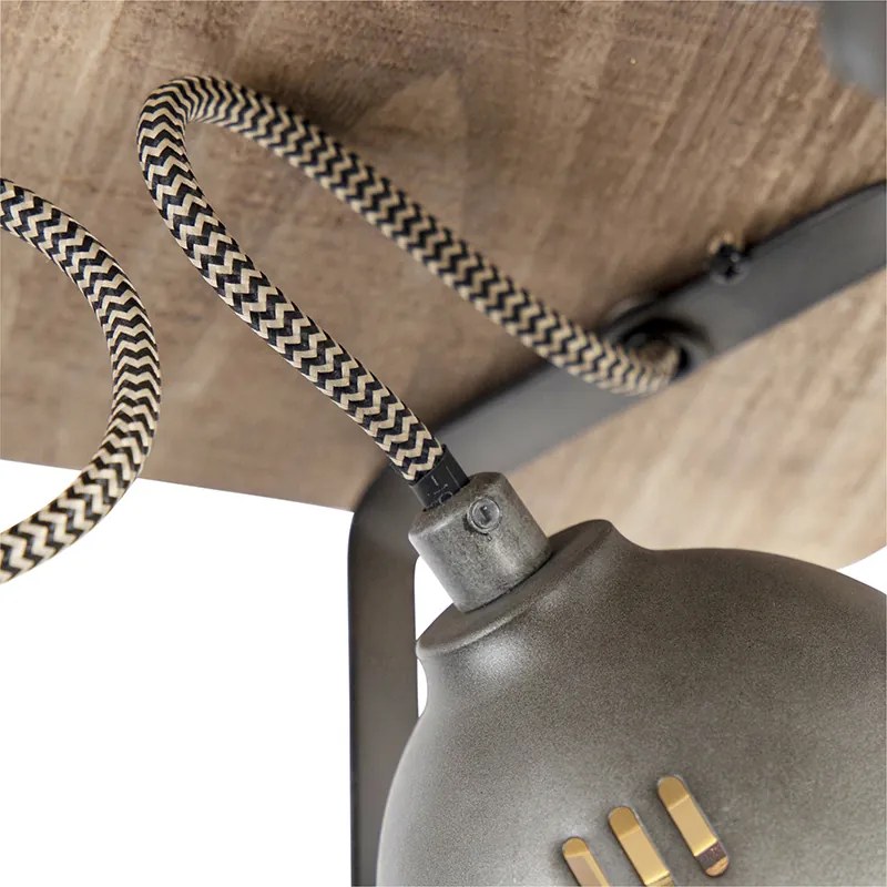 Inteligentna lampa sufitowa stalowa z drewnem z 4 WiFi GU10 - EmadoPrzemysłowy Oswietlenie wewnetrzne