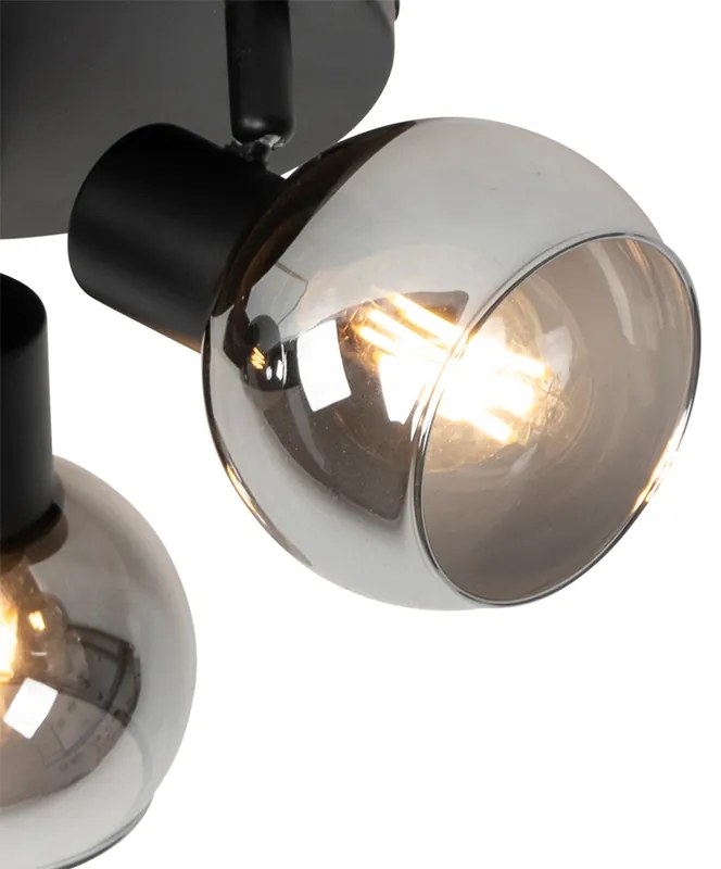 Inteligentny Plafon / Reflektorek / Spot / Spotow / Lampy sufitowe czarny z przydymionym szkłem w tym 3 Wifi P45 - Vidro ArtDeco Oswietlenie wewnetrzne