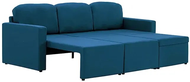 Rozkładana sofa modułowa niebieska tkanina - Odi 4Q
