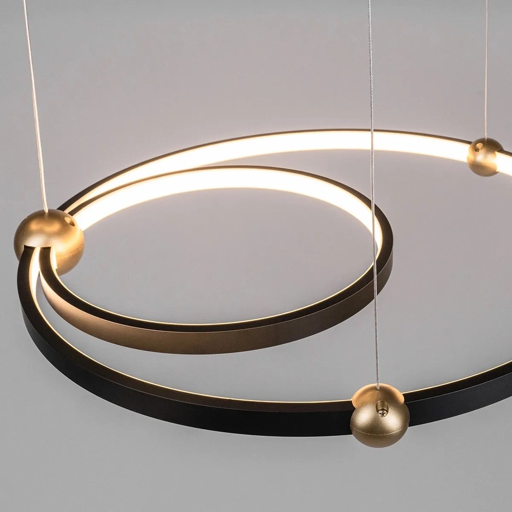 Podwójna lampa sufitowa ringi czarna Aurora 50 cm No.2