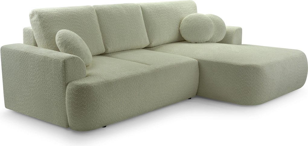 Masseno Narożnik FILO z funkcją spania i pojemnikiem na pościel Narozniki L, Rozkładana sofa - Zielony, CORAL 55