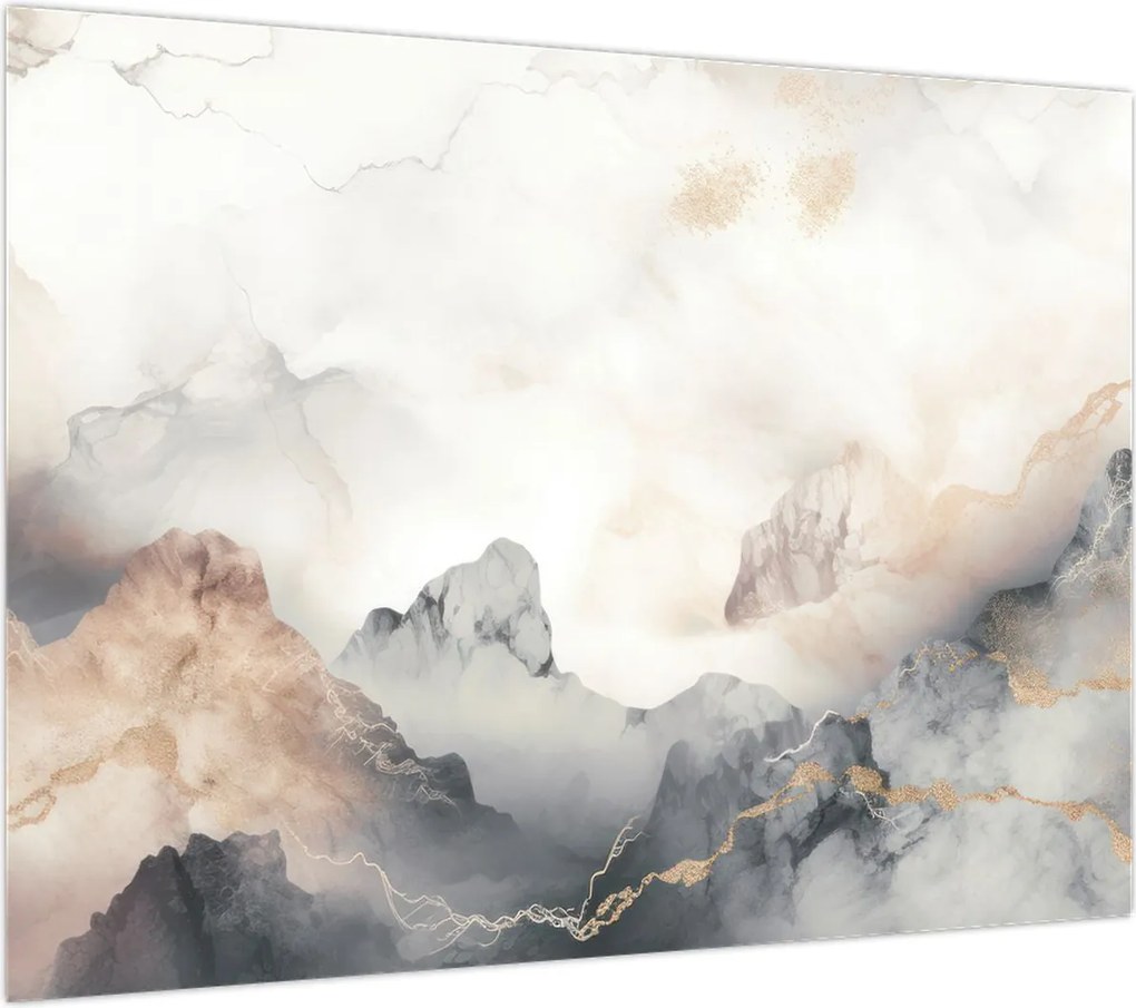 Obraz - Górska abstrakcja z teksturą marmuru (70x50 cm)