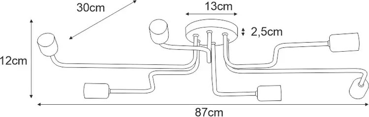Czarna metalowa lampa sufitowa loftowa - S830 H9-D54