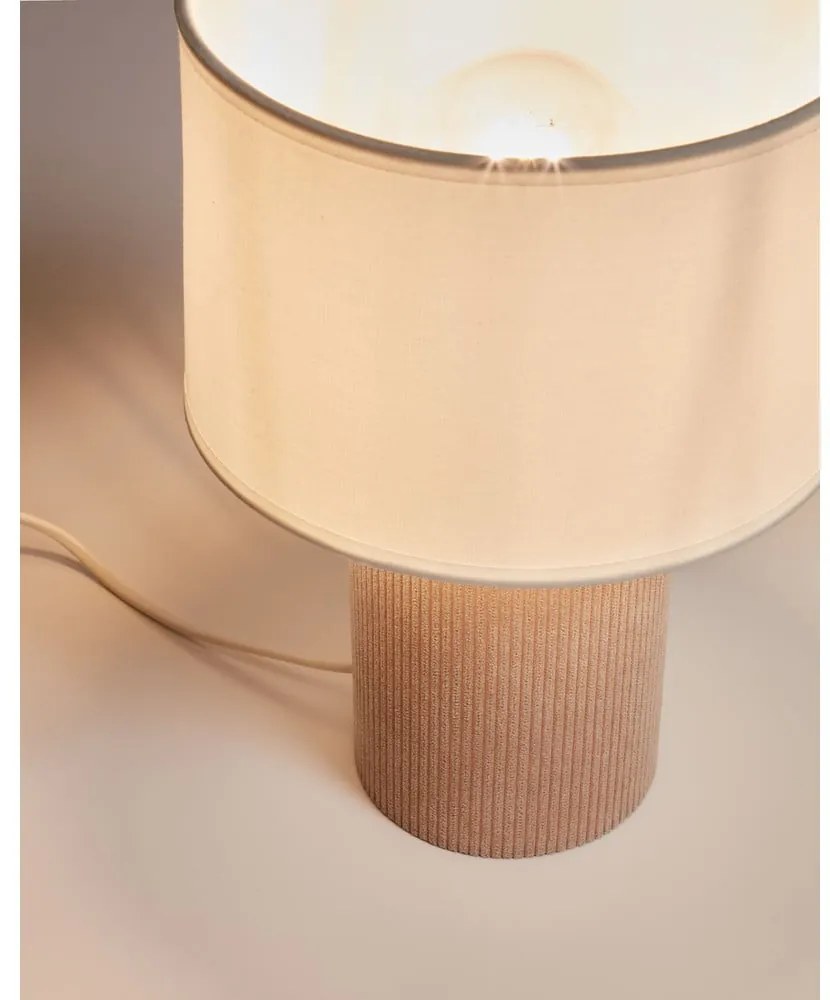 Biała/beżowa lampa stołowa z tekstylnym kloszem (wysokość 29 cm) Bianella – Kave Home