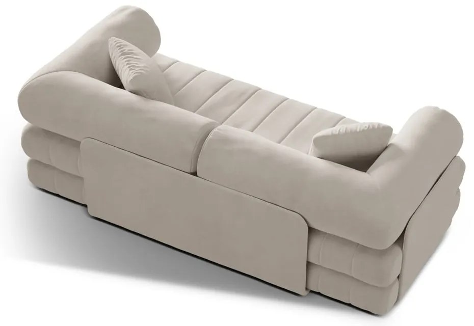 Beżowa aksamitna rozkładana sofa 206 cm Kemi – Cosmopolitan Design