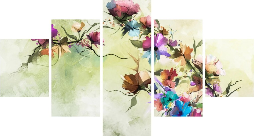 Obraz - malowidło pnącej się kwiaty (125x70 cm)