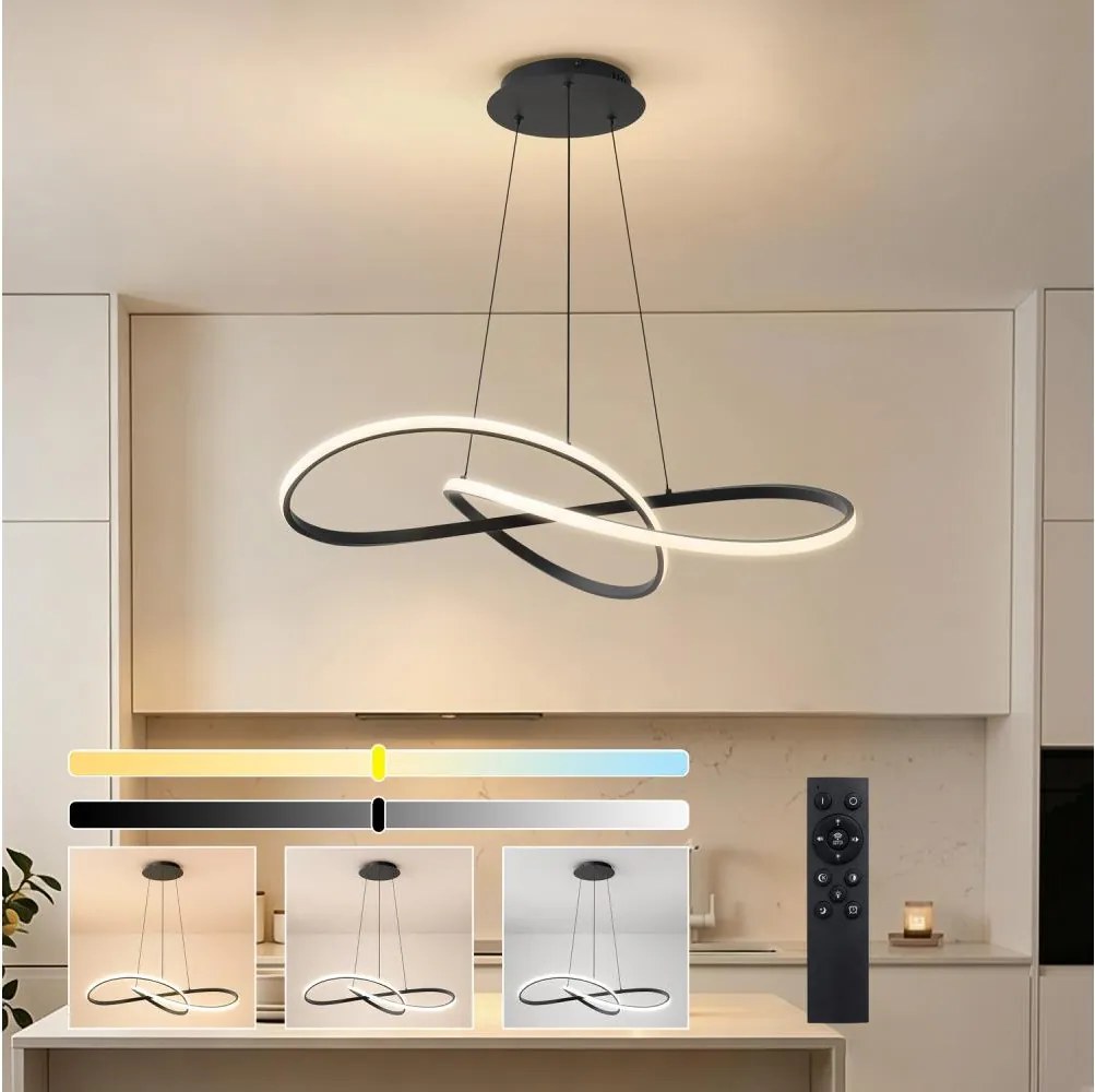 BRILAGI - ściemnialny żyrandol LED na linkach INFINITY LED/80W/230V 80x80 cm czarny + pilot