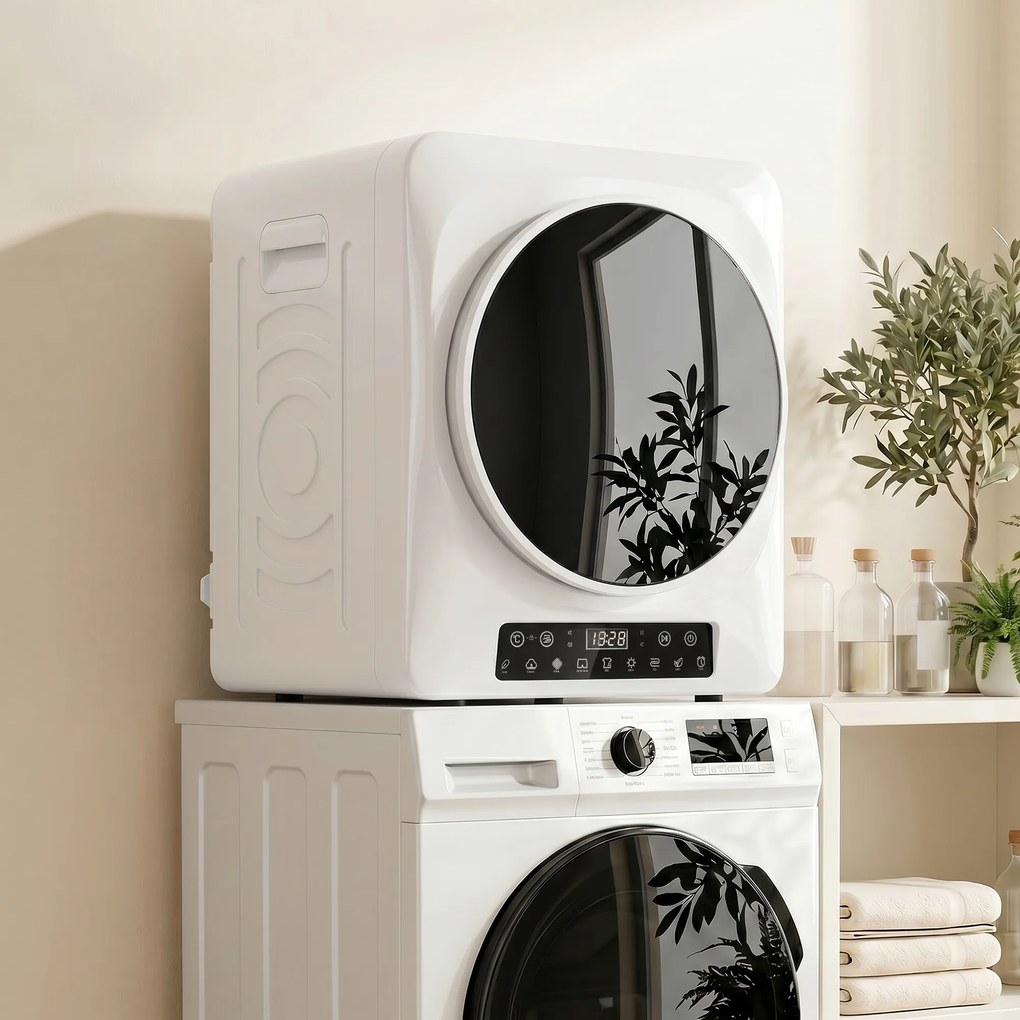 HOMCOM 1000 W kompaktowa suszarka wywiewowa z trybem Extra-suchy i ECO, ustawienia timera i temperatury, Biały | Aosom PL