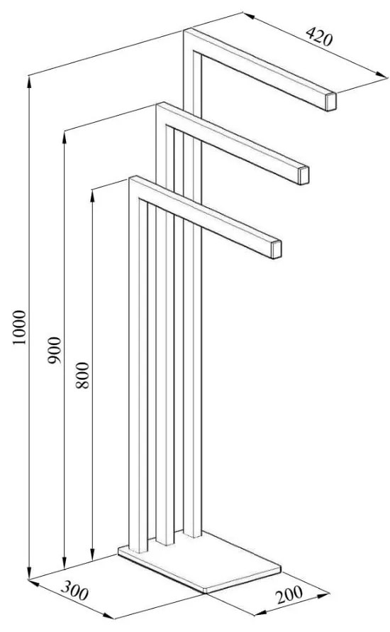 Wieszak na trzy ręczniki czarny