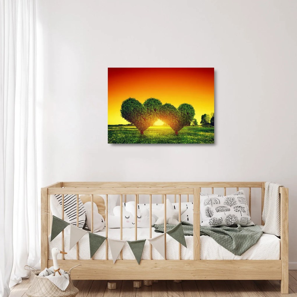 Obraz na szkle - Serce w koronach drzew (70x50 cm)