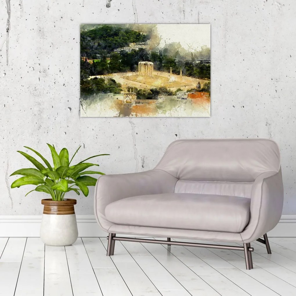 Obraz na szkle - Świątynia Zeusa, Ateny, Grecja (70x50 cm)