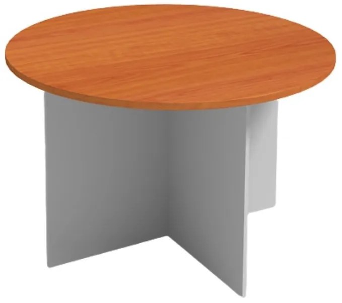 Stół konferencyjny z okrągłym blatem PRIMO GRAY, średnica 120 cm, szary/czereśnia