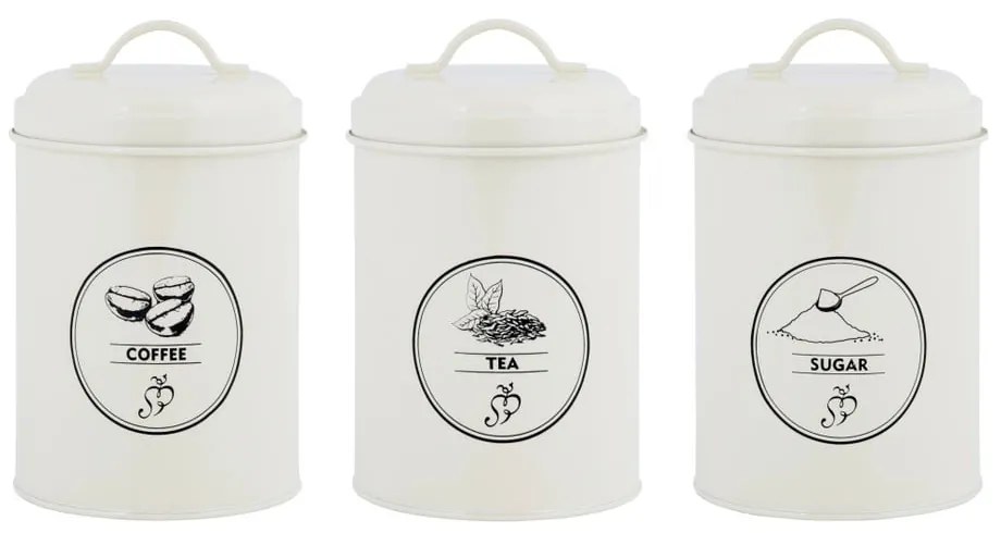 Stalowe pojemniki na żywność 3 szt. na kawę/na herbatę – Esschert Design