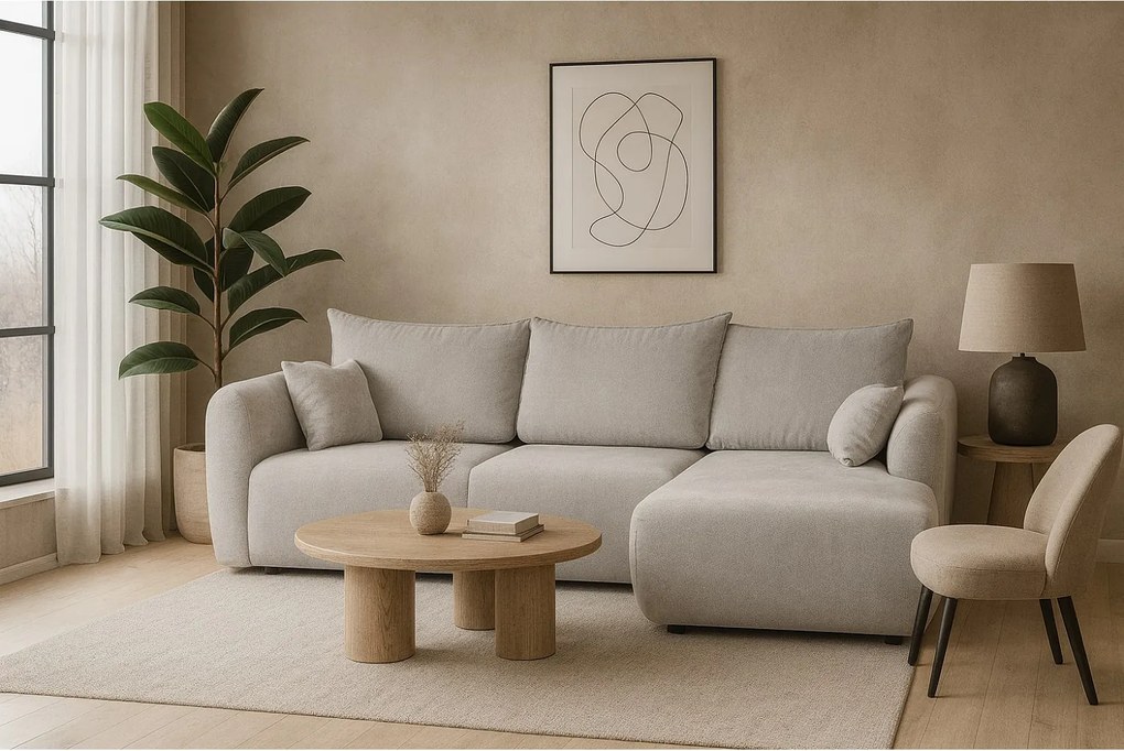 DALLAS – narożnik rozkładany prawy 255x165 cm, Raven 06 jasnoszary